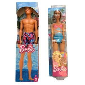 NEW Barbie Ken & Friend Dolls Beach Swim Set Mattel In‎ Box Set of 2